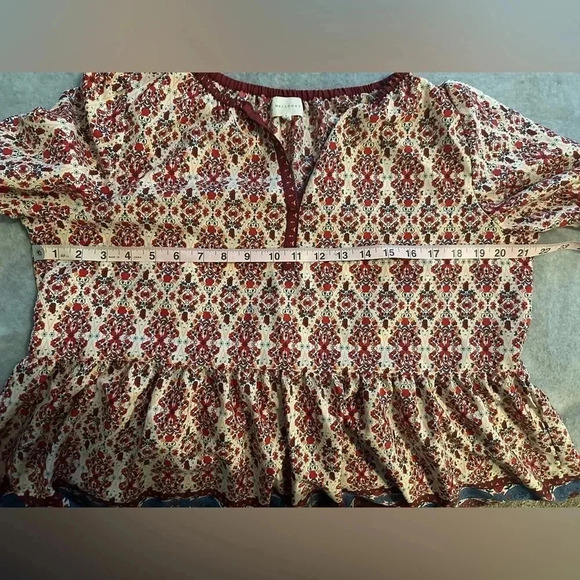 Melloday red long sleeve bohemian blouse size L - Picture 2 of 8